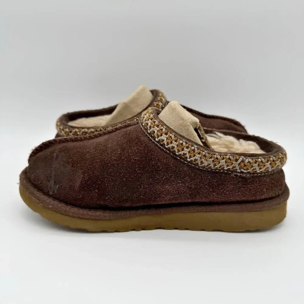 UGG Kids Tasman II Slippers US 1 EU 31 Brown Suede Slip On GUC